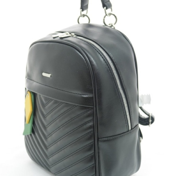 💛💚DAVID JONES  PARIS 
Black Leather 🎒 BACKPACK.💛💚 - Picture 2 of 15